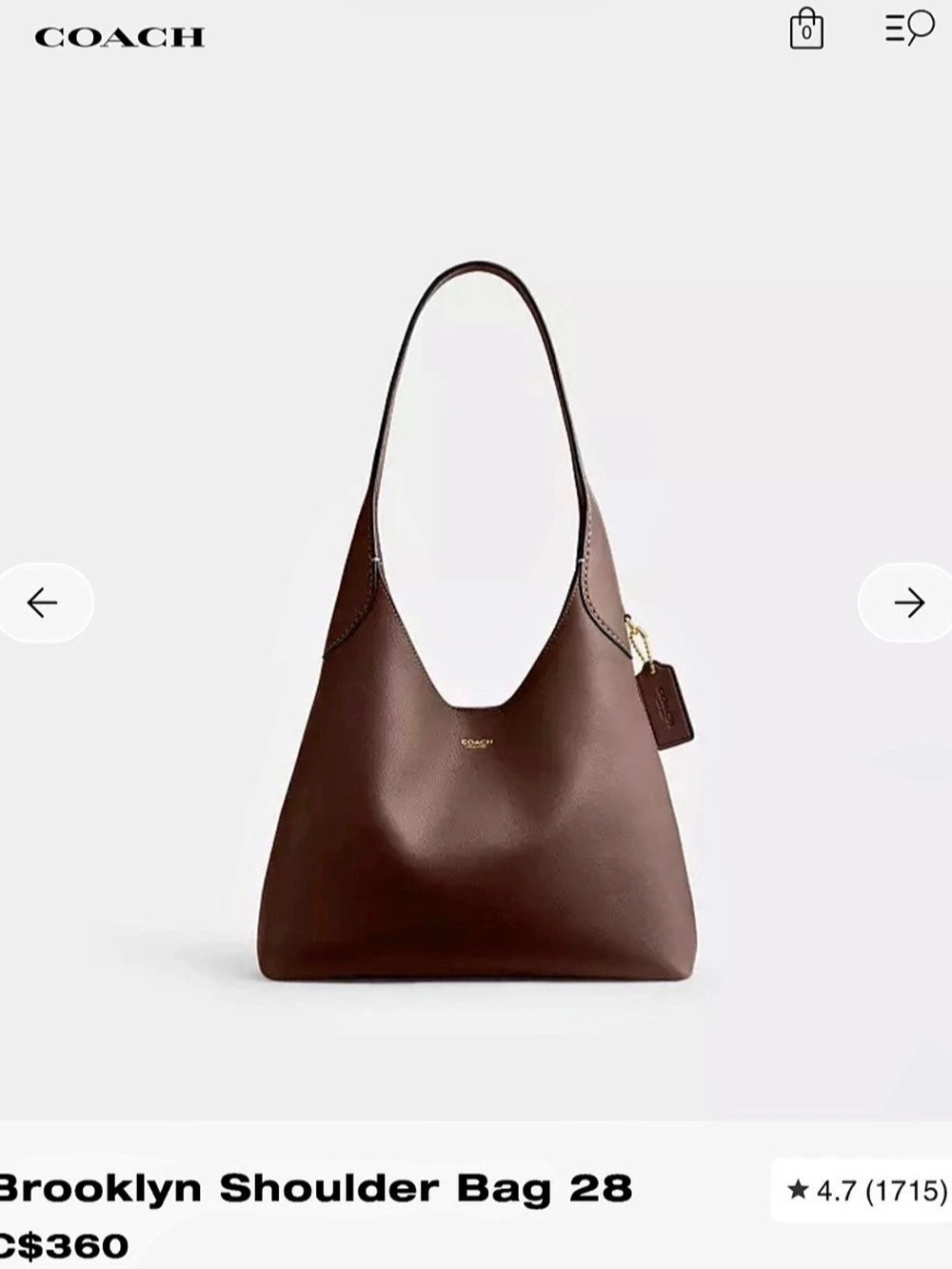 Coach Brooklyn Shoulder Bag 28 Brown Shoulder Bag 28 With Cherry Charm. Used onc